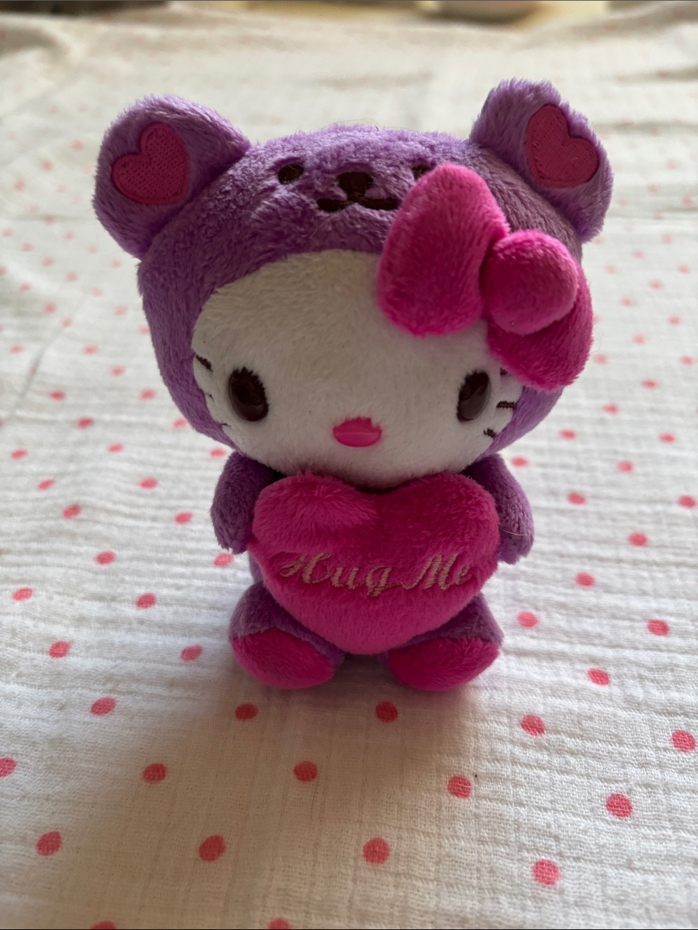 Sanrio Hello Kitty Purple Plush Bear with Pink Heart